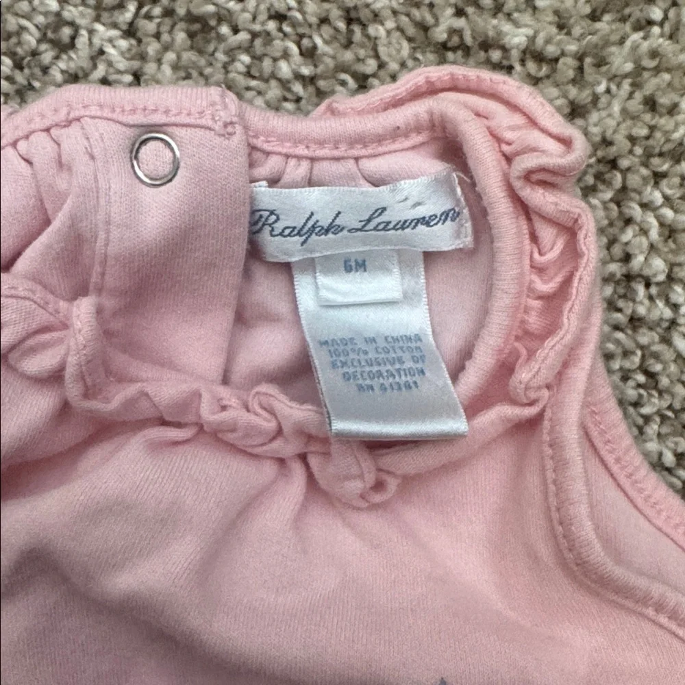 Ralph Lauren Pink Baby Ruffle Bum Jumper | Ralph Lauren Babu Girl Outfit size 6M